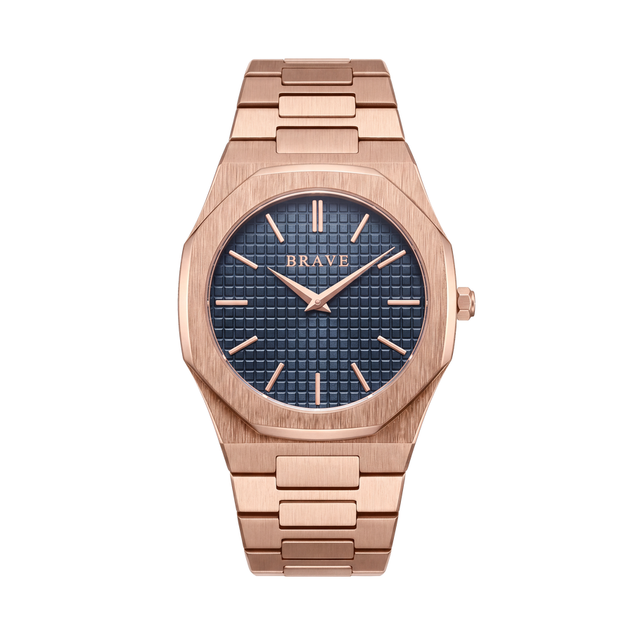 Empire ~ Roségold-Blaue Uhr BRAVE