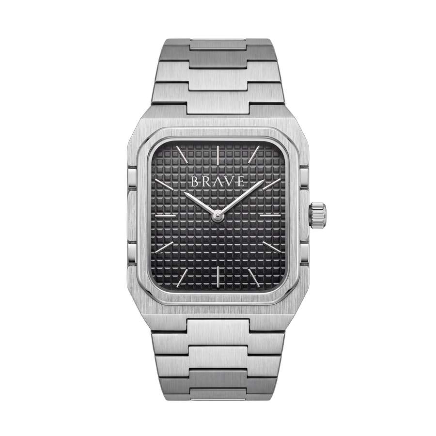 Brando ~ Silber-Schwarze Uhr BRAVE