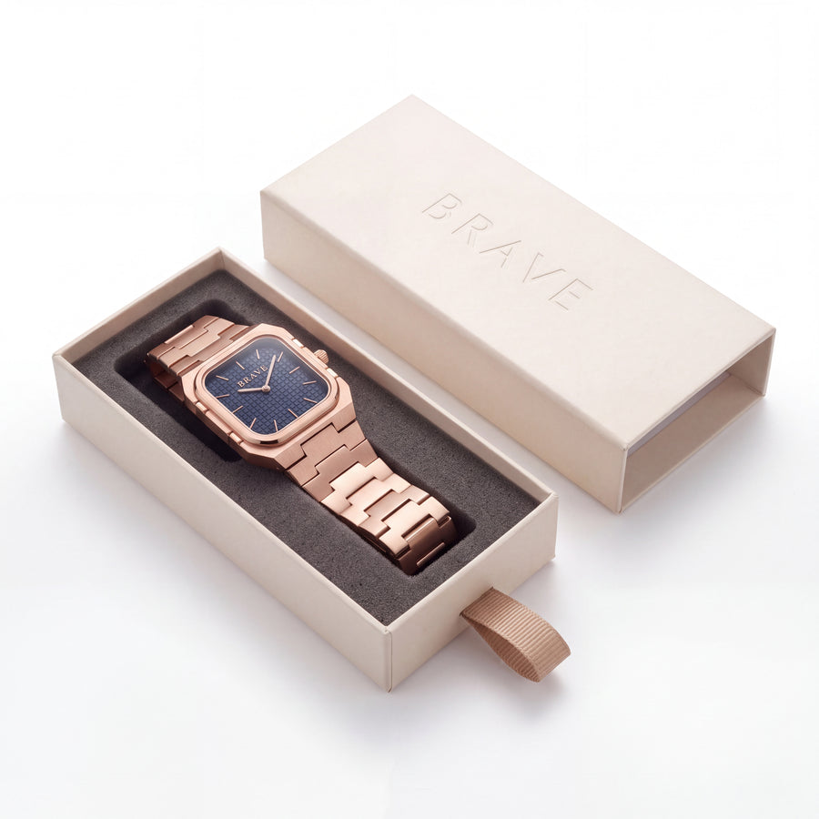 Brando ~ Roségold-Blau Uhr BRAVE