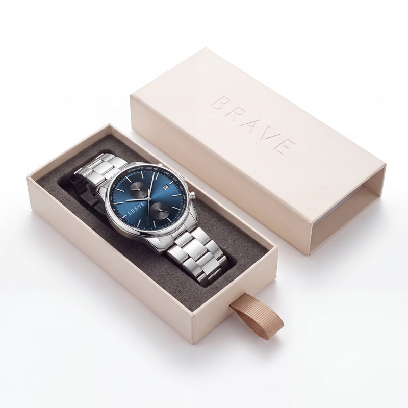 Montre Monarch ~ Argent-Bleu foncé BRAVE