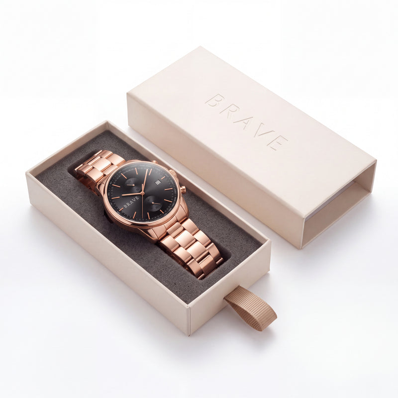 Montre Monarch ~ or rose-noir BRAVE