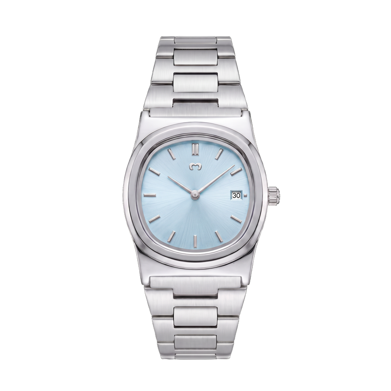 Zarte Uhr ~ Silber-Blau