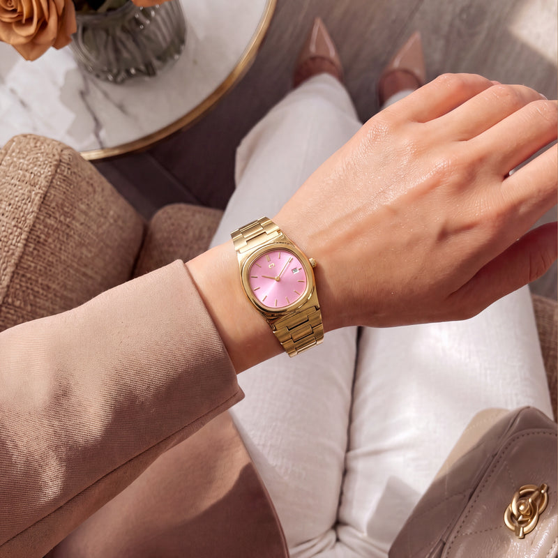 Filigrane Uhr ~ Gold-Rosa