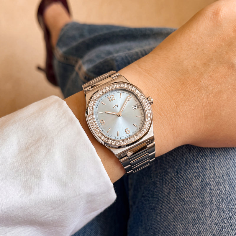 Uhr Prestige ~ Silber-Blau