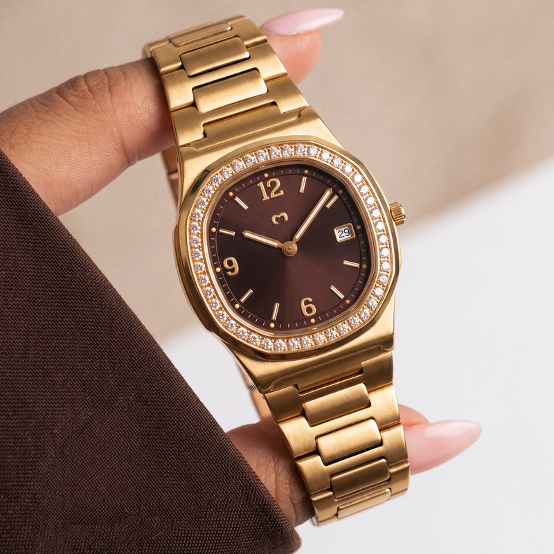 Prestige-Uhr ~ Goldbraun