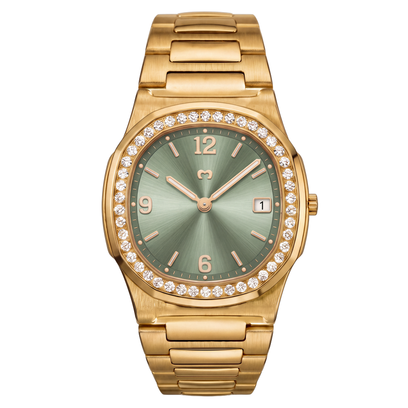 Prestige-Uhr ~ Gold-Satiniertes Grün