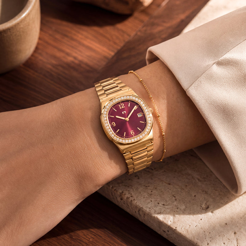 Montre Prestige ~ Or-Grenat