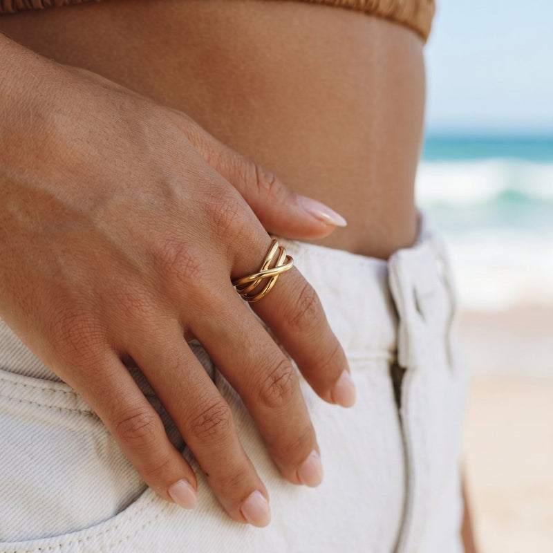 Bague bandes croisées
