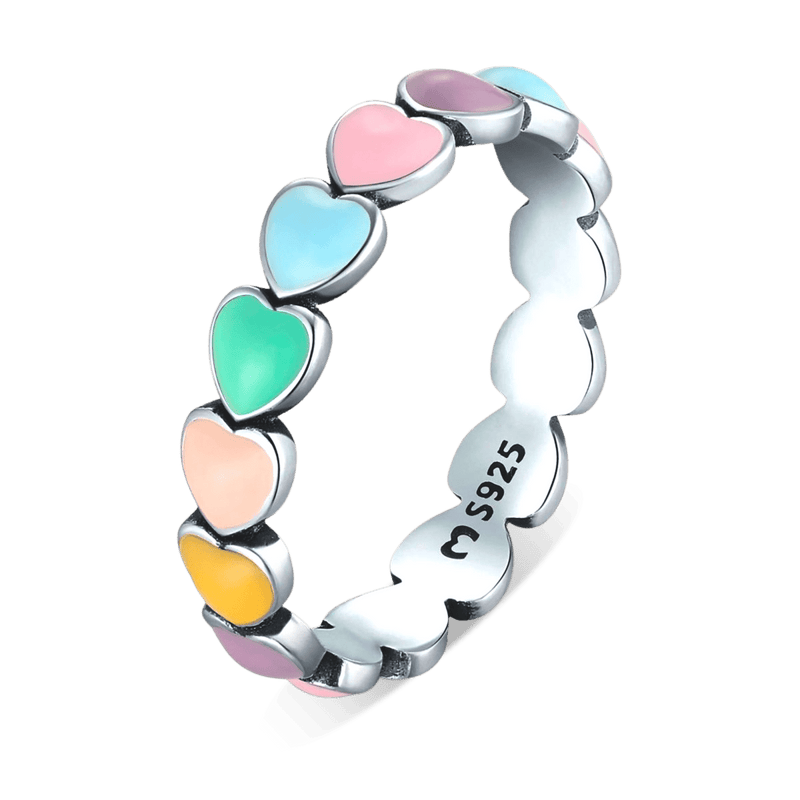 Bague cœurs colorés