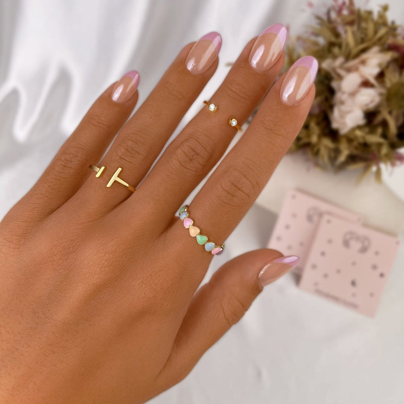 Bague cœurs colorés