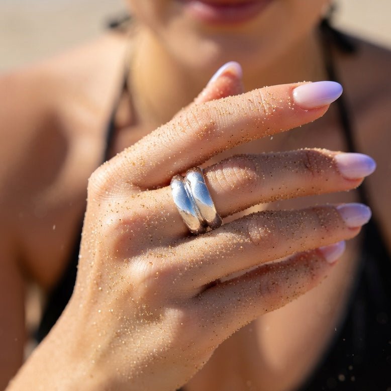 Bague double relief fin