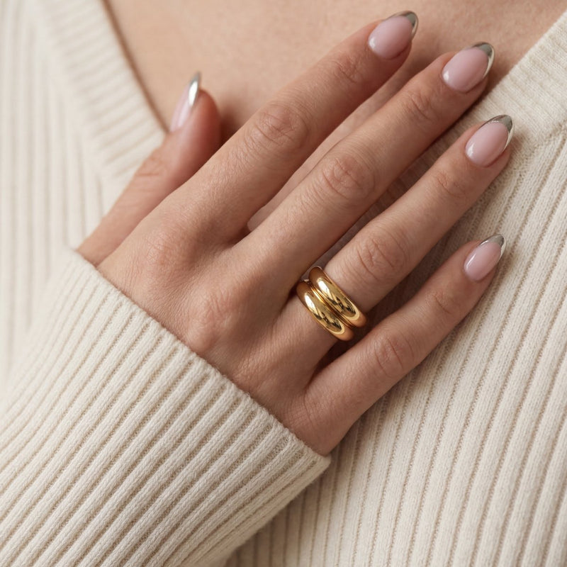Bague double relief fin