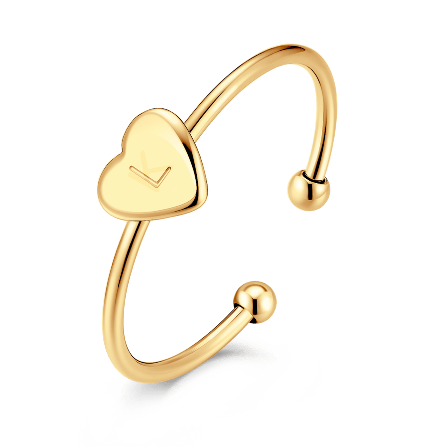 Anello con iniziale · Placcato in Oro 18K / L