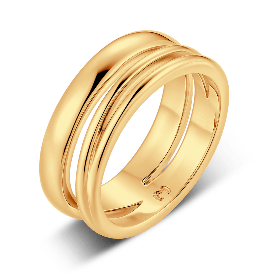 Anello a linee in rilievo · Placcato in Oro 18K / 5