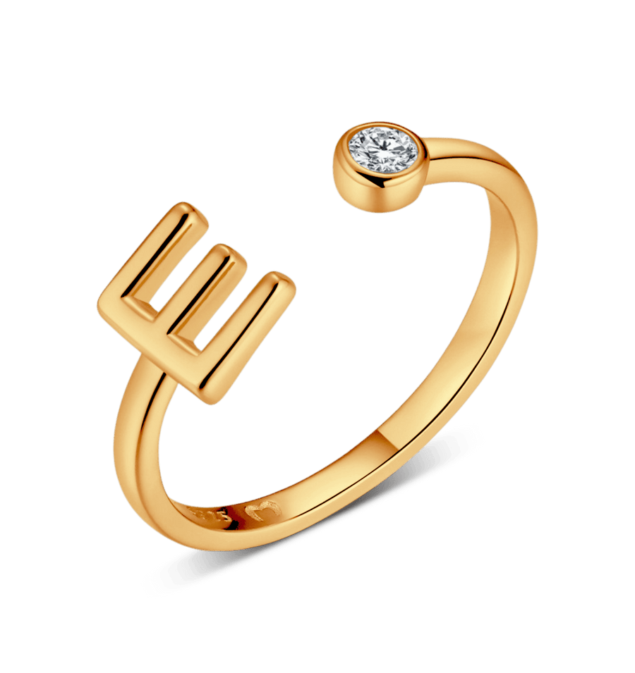Bague Top Letter · Plaqué Or 18K / E