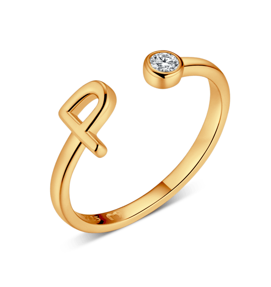 Bague Top Letter · Plaqué Or 18K / P