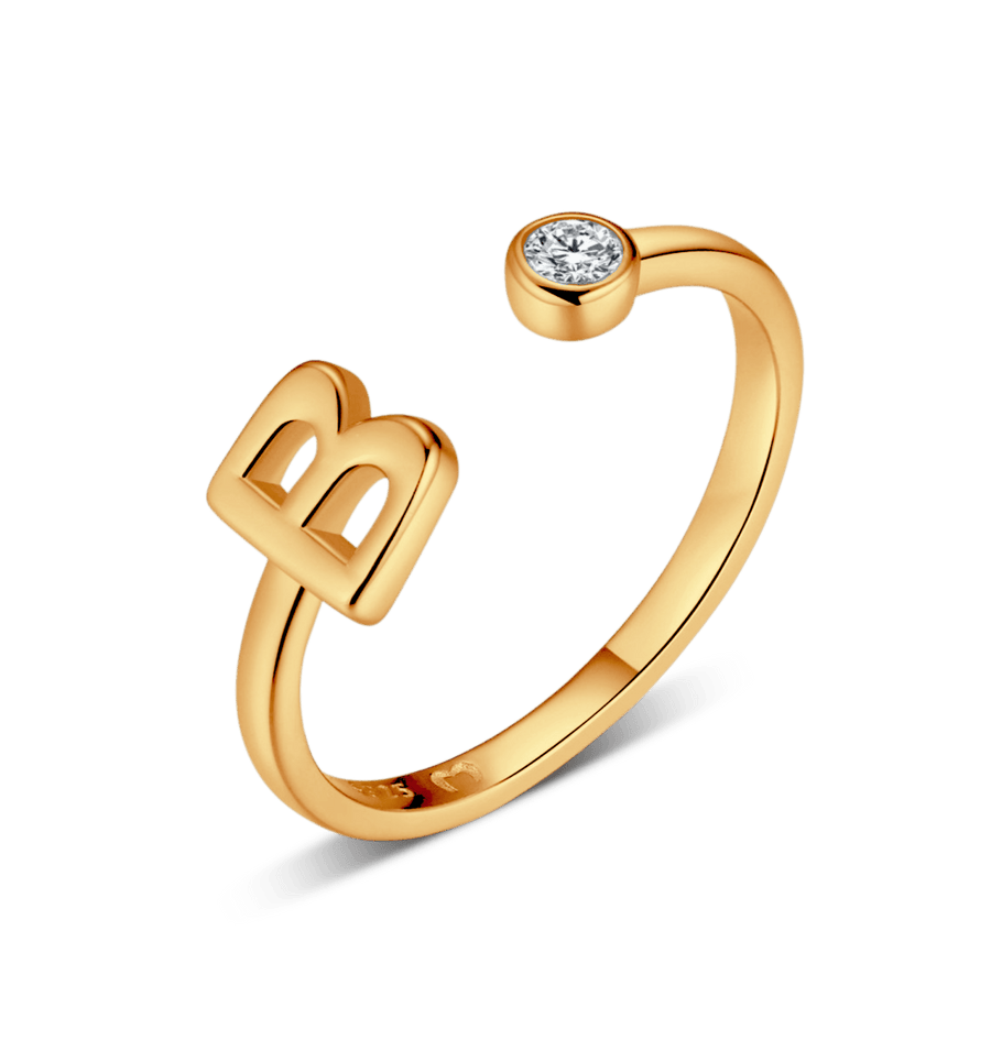 Bague Top Letter · Plaqué Or 18K / B