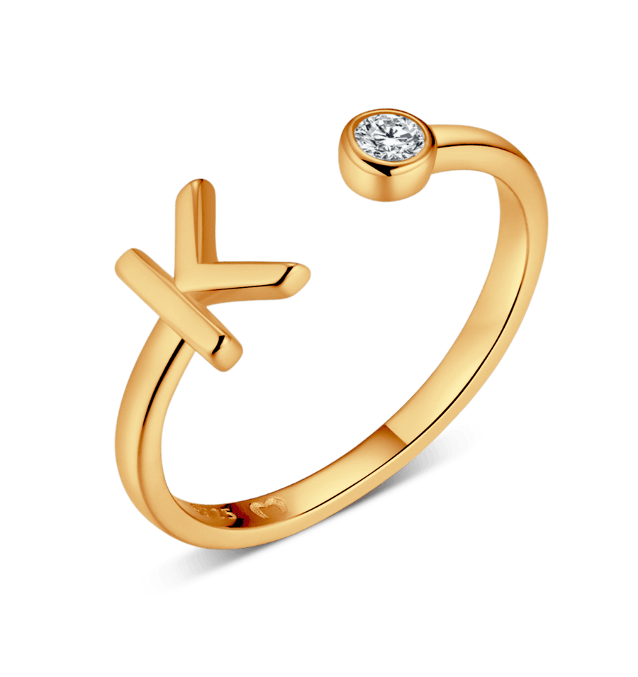 Bague Top Letter · Plaqué Or 18K / K