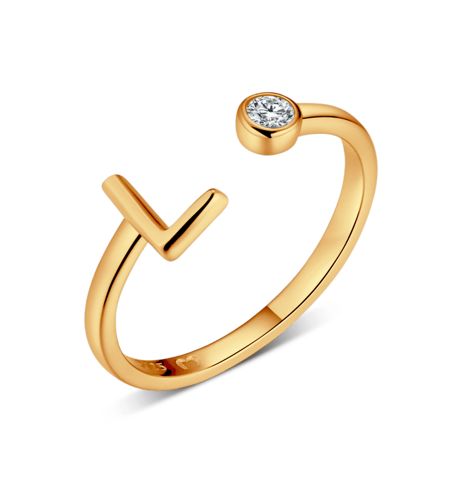 Bague Top Letter · Plaqué Or 18K / L