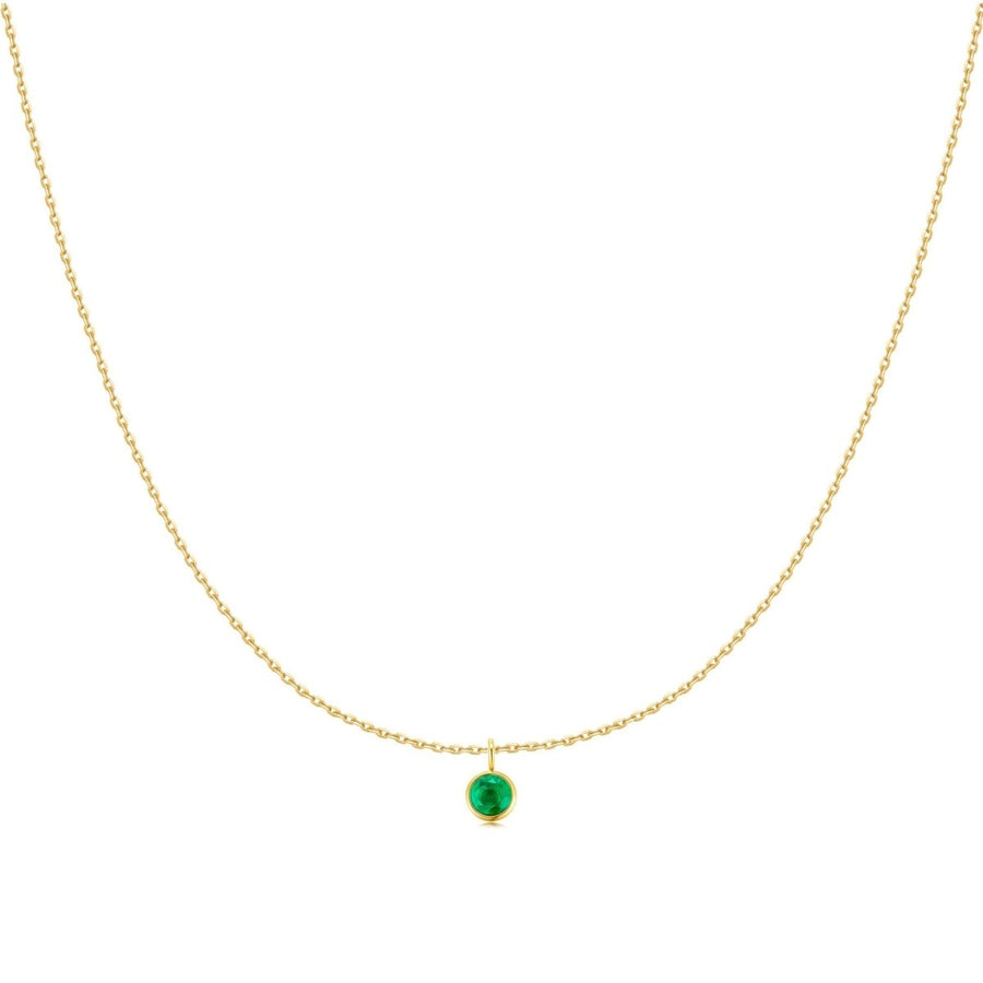 Collier Couleurs de l’année · Plaqué Or 18K / 5-Émeraude / Petite chaîne avec zircone