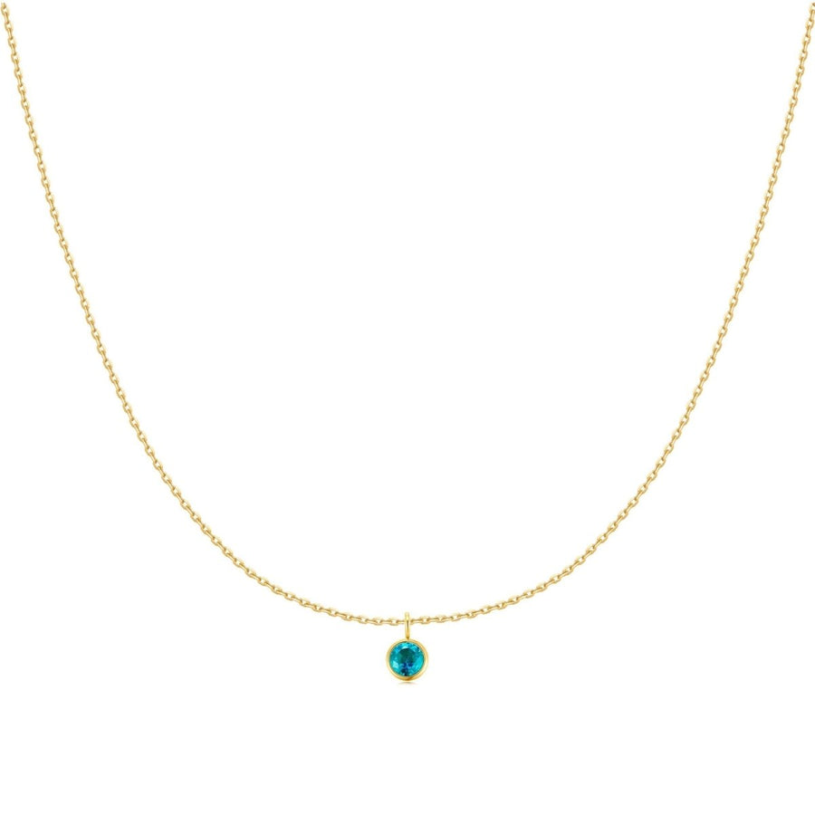 Collier Couleurs de l’année · Plaqué Or 18K / 3-Aigue-marine / Petite chaîne avec zircone