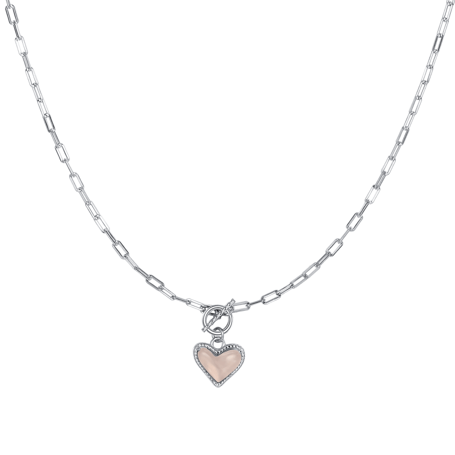 Collana Mineral Heart · Argento / Quarzo