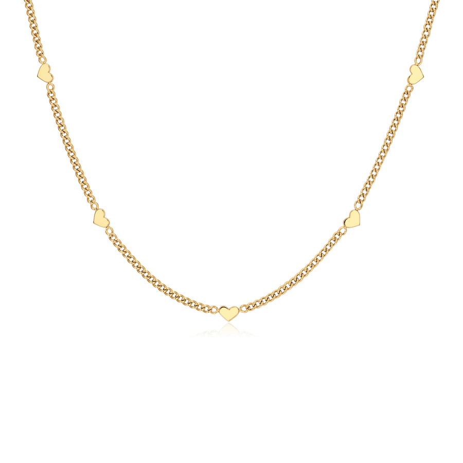 Halskette mit kleinen Herzen · 18K-Vergoldung