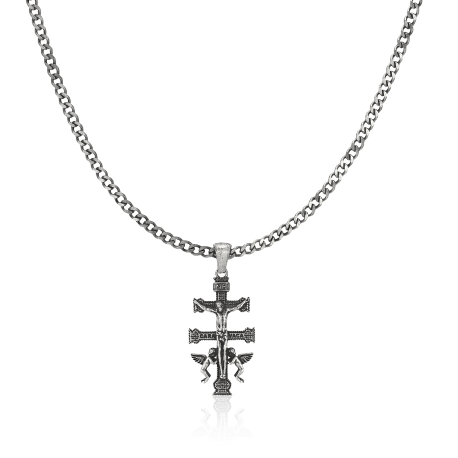 Collier homme BRAVE avec croix de Caravaca