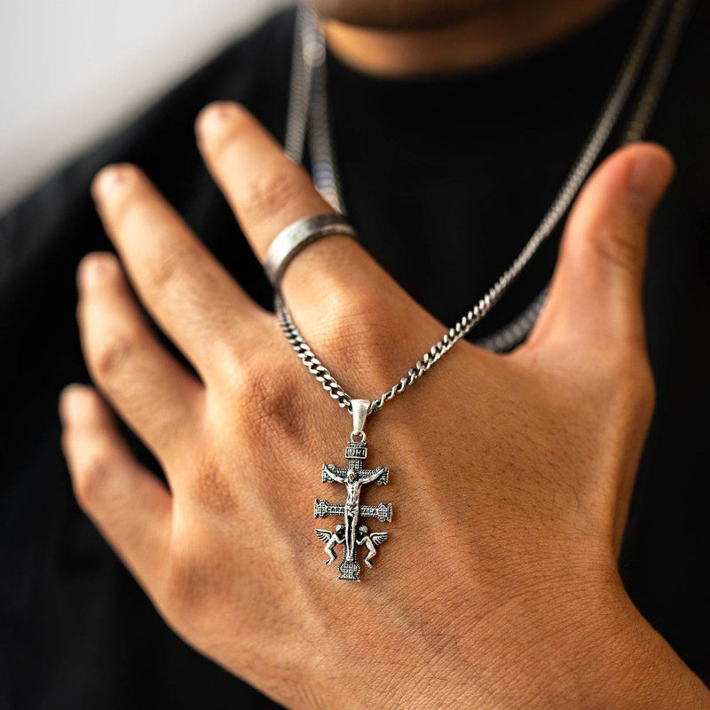 Collier homme BRAVE Croix de Caravaca