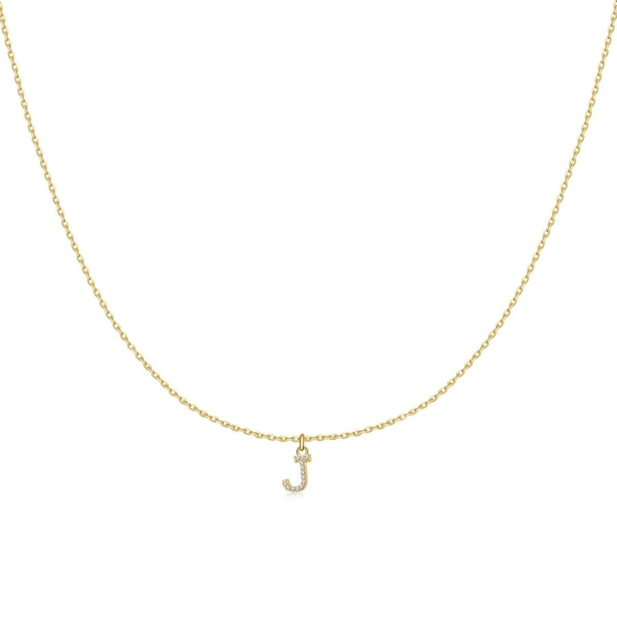 Collana Little Iniziale · Placcatura in Oro 18K / Set (Catenina + Lettera) / J