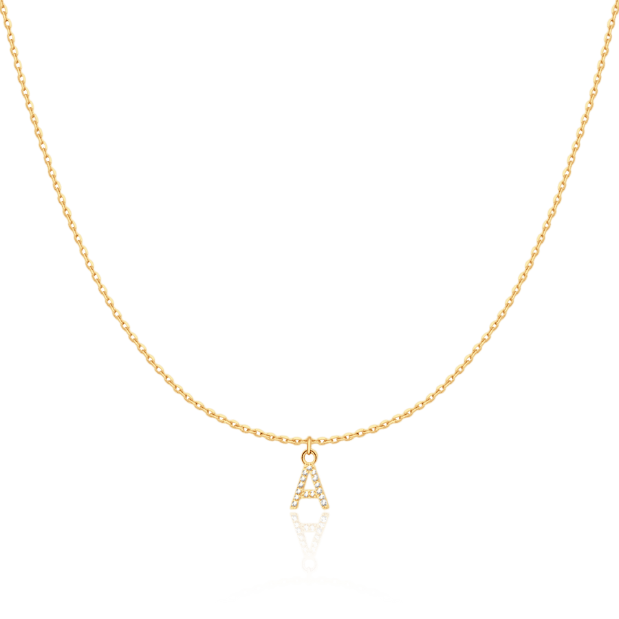 Collana Little Iniziale · Placcatura in Oro 18K / Set (Catenina + Lettera) / A