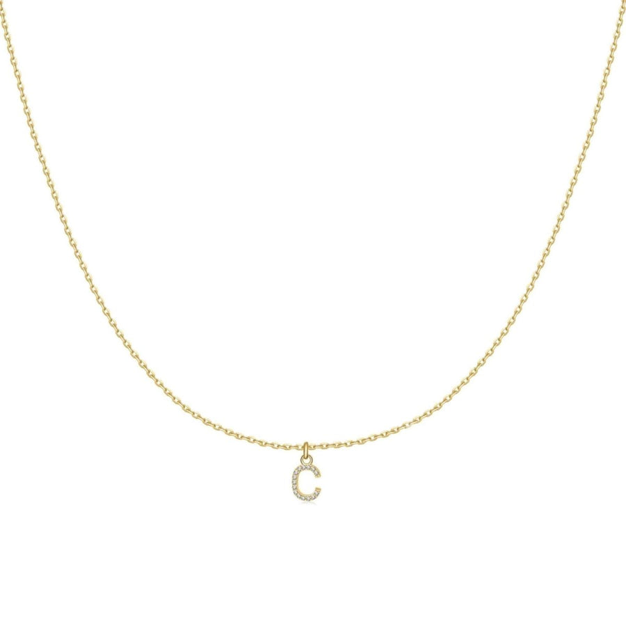 Collana Little Iniziale · Placcatura in Oro 18K / Set (Catenina + Lettera) / C