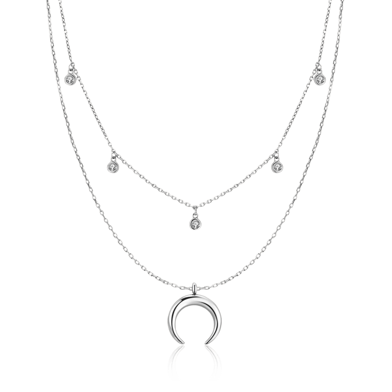 Collier demi-lune zircon