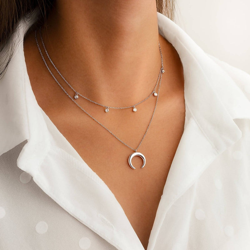 Collier demi-lune zircon