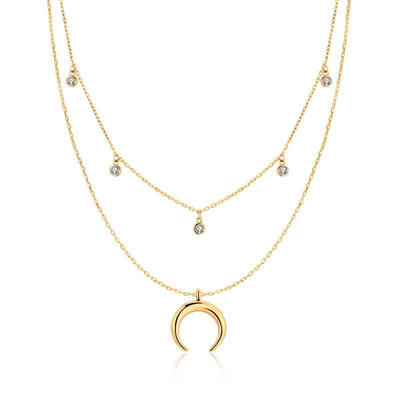Collier demi-lune zircon