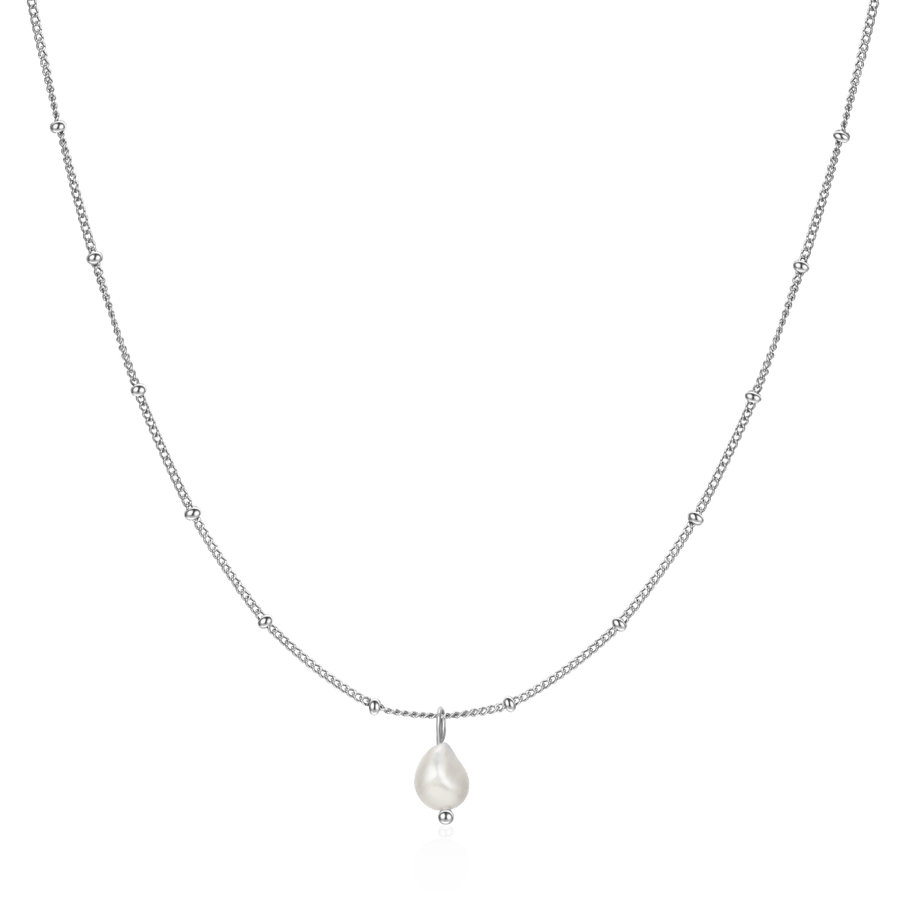Perlenkette mit Tropfenanhänger · Silber