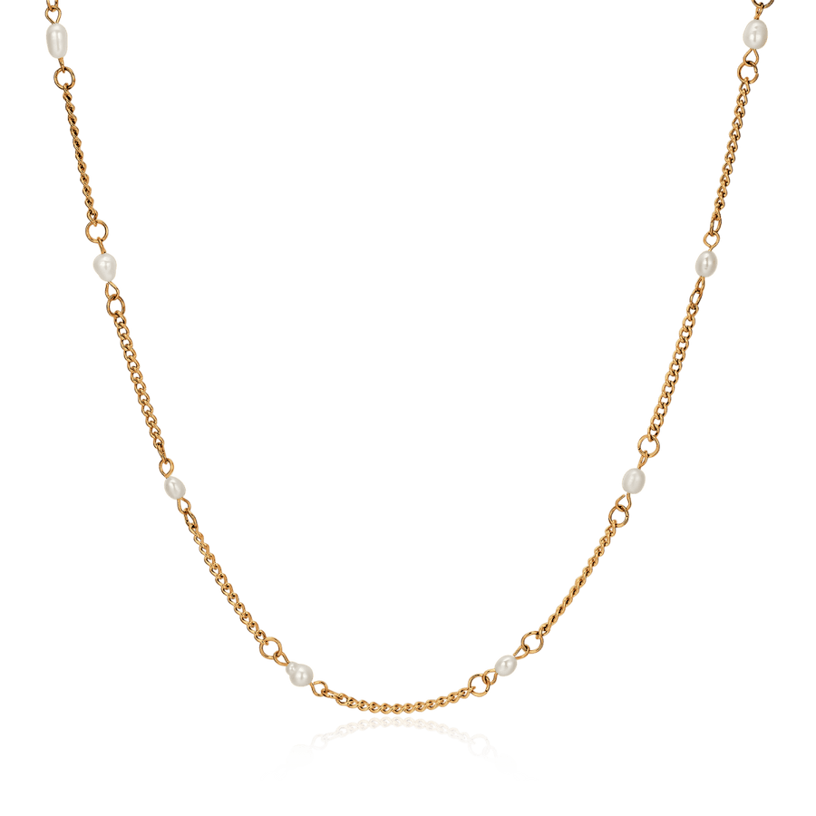 Collier à petites perles blanches · Plaqué Or 18K