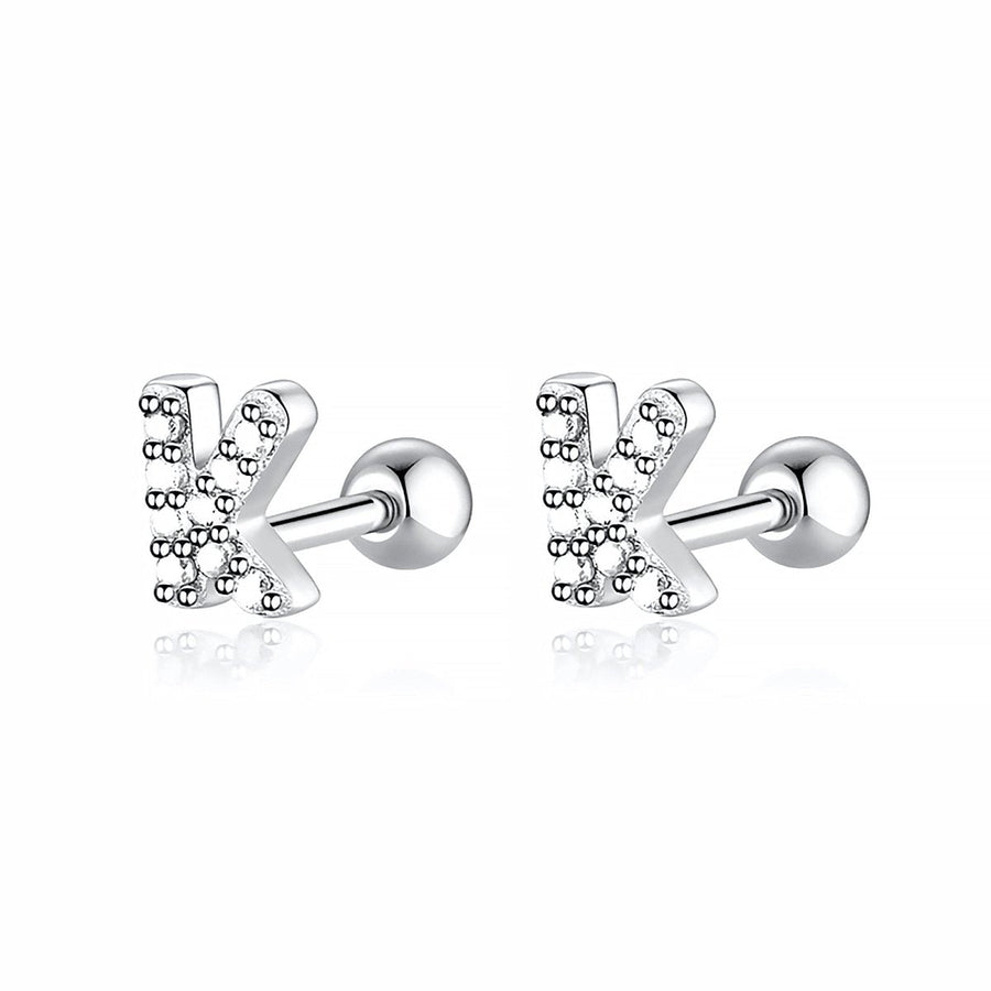 Boucle d’oreille petites lettres blanche · Argent / K
