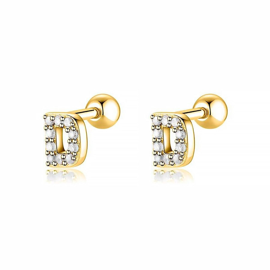Boucle d’oreille petites lettres blanche · Plaqué Or 18K / D
