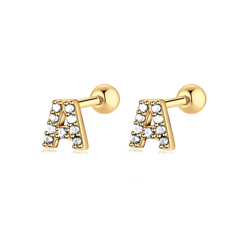Boucle d’oreille petites lettres blanche