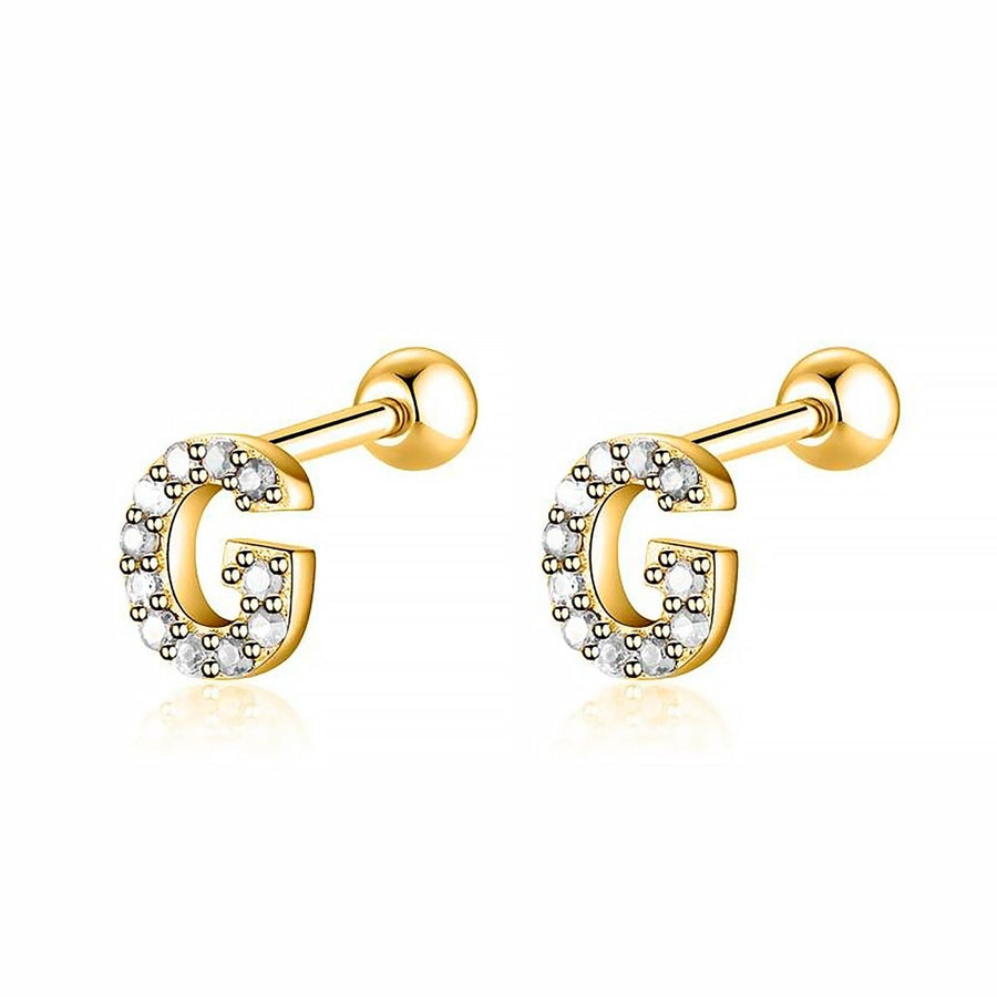 Boucle d’oreille petites lettres blanche · Plaqué Or 18K / G