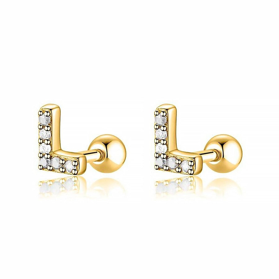 Boucle d’oreille petites lettres blanche · Plaqué Or 18K / L