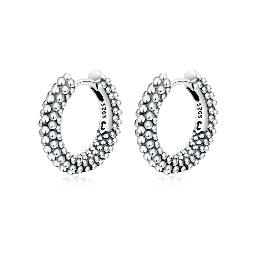 Boucles d’oreilles créoles à billes · Argent