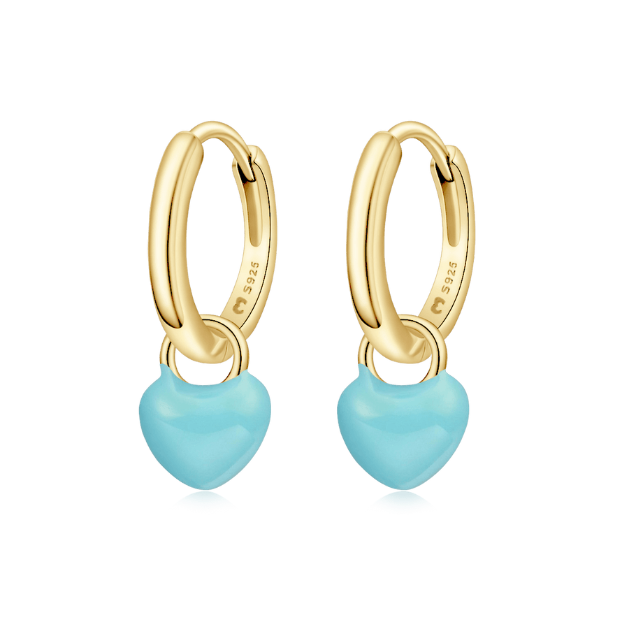 Boucles d'oreilles créoles cœur · Plaqué Or 18K / Bleu
