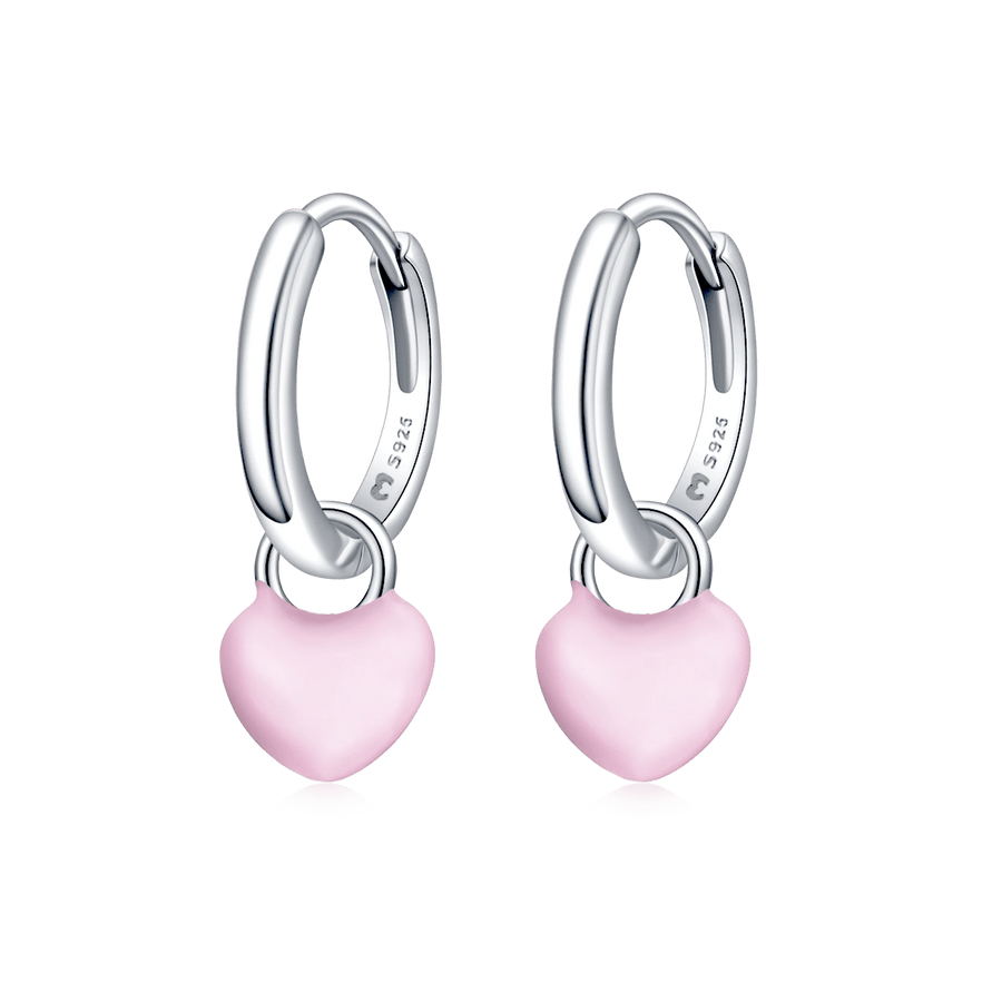 Boucles d'oreilles créoles cœur · Argent / Rose