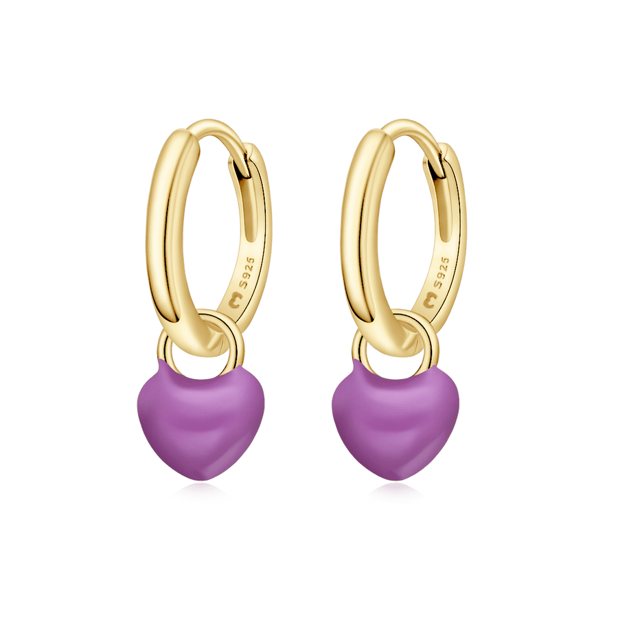 Boucles d'oreilles créoles cœur · Plaqué Or 18K / Violet