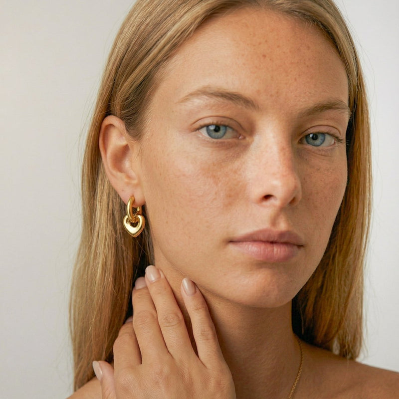 Boucles d'oreilles Anneaux Cœur Profond