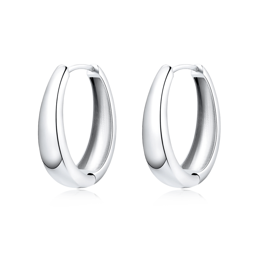 Boucles d'oreilles créoles ovales en forme d'anneau · Argent