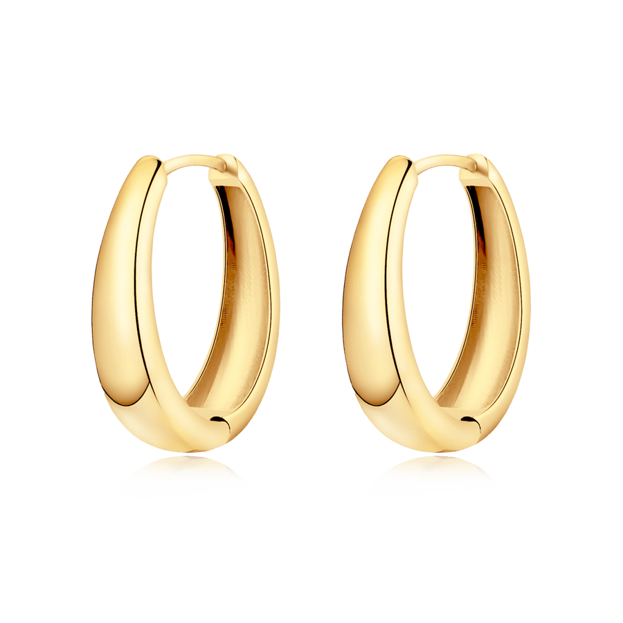 Boucles d'oreilles créoles ovales en forme d'anneau · Plaqué Or 18K