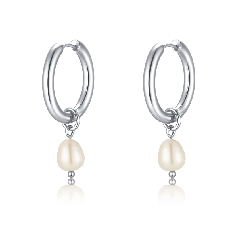 Boucles d’oreilles créoles à perle asymétrique